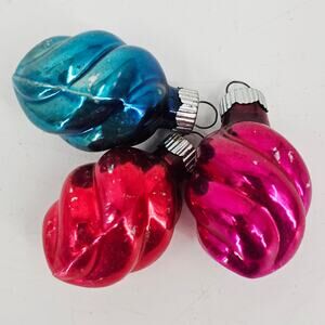 Vintage Shiny Bright Small Christmas Ornaments Feather Tree Glass USA Red 11p